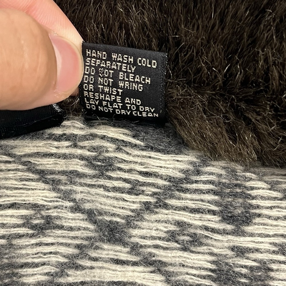 VTG Maurices Womens M Nordic Fair Isle Lambswool Blend Zip Cardigan Fur Collar - Picture 10 of 15